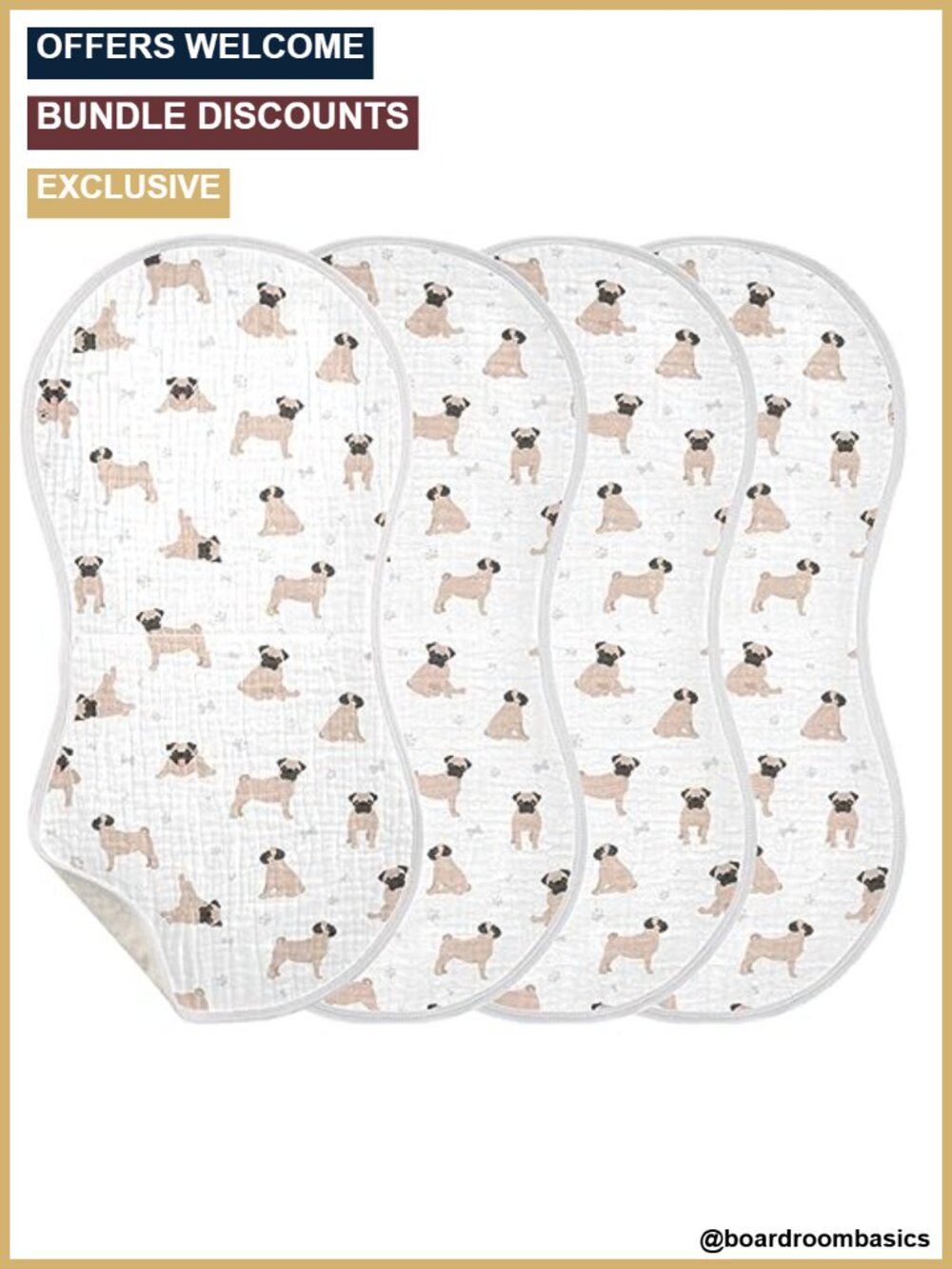 Cotton Muslin Burp Cloths 22x11 Inch Absorbent Soft Baby Rags 4 Piece